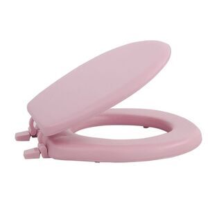 Standard Vinyl Soft Adjustable Hinges Toilet Seat with Close Lid, Tea Rose
